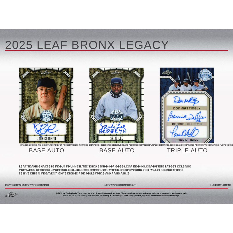 2025 Leaf Bronx Legacy Baseball Hobby Box